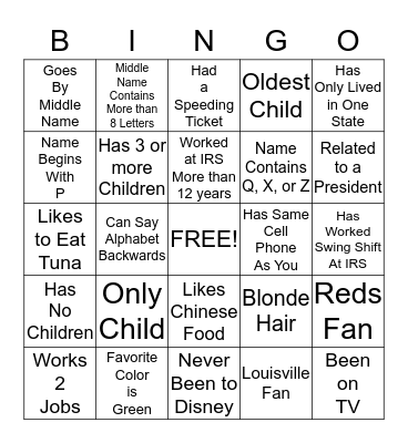 Ice Breaker Bingo Card