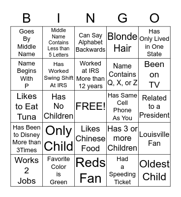 Ice Breaker Bingo Card