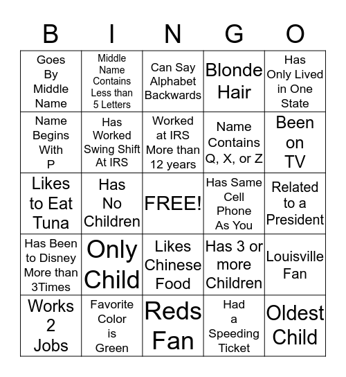 Ice Breaker Bingo Card