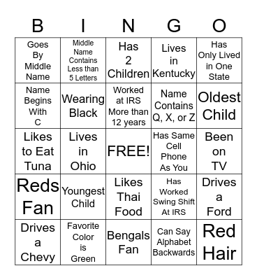 Ice Breaker Bingo Card