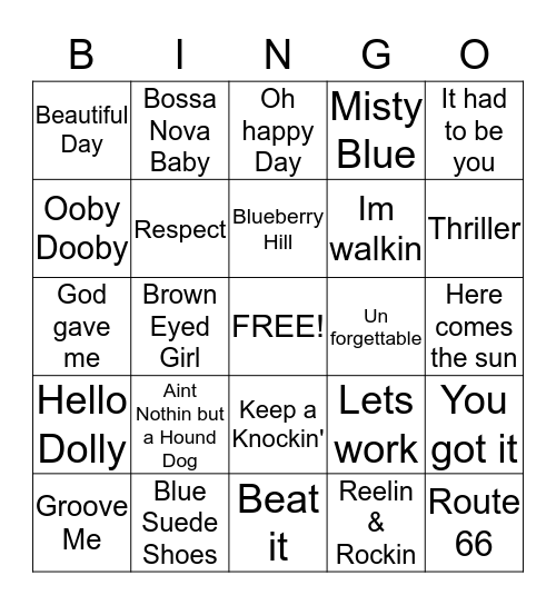 Rock N Roll  Bingo Card