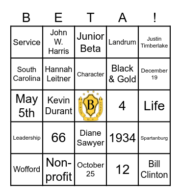 Beta Bingo Card