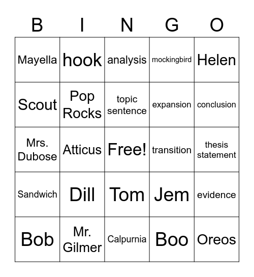 Freshman Bingo Card