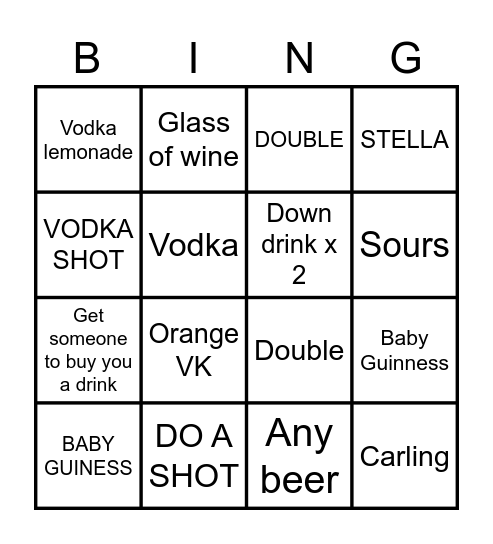 Brum Pub Bingo Card