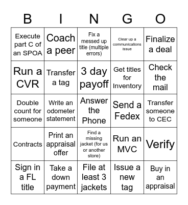 BOA Bingo                                                Name:_____________ Bingo Card