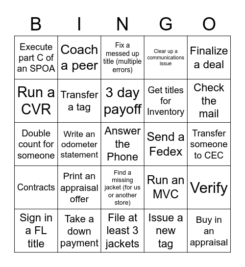 BOA Bingo                                                Name:_____________ Bingo Card