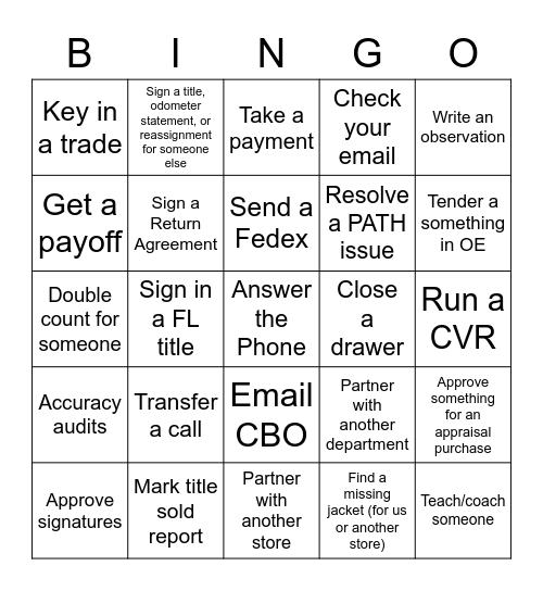 LBOA Bingo Name:__________ Bingo Card