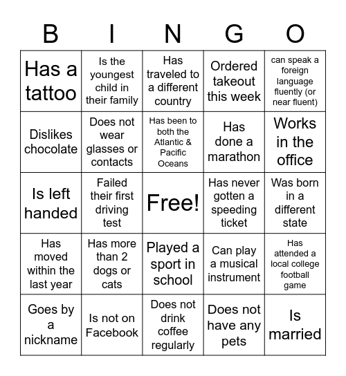 Man & Woman of the Year Mingle Bingo Card