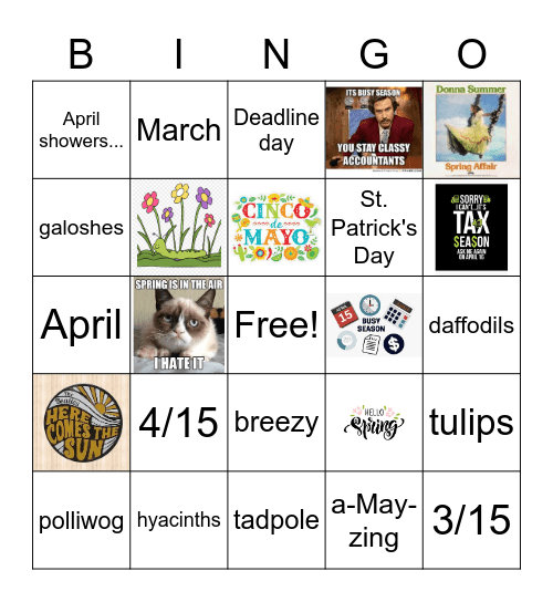 MARCHing into Spring Busy Season Bingo Card