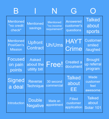 RES Bingo Card