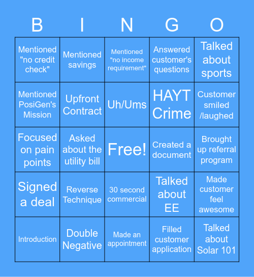 RES Bingo Card