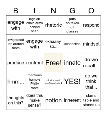 Dr Green Vernacular 2.0 Bingo Card