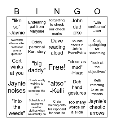 SCU DPT Faculty BINGO Card