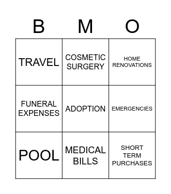 Things you can do with a Home Equity Bingo Card