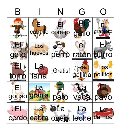 La Granja Bingo Card