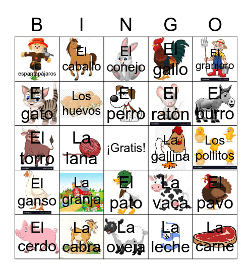 La Granja Bingo Card