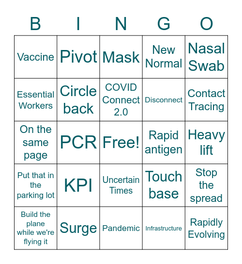 Corporate Jargon Bingo Card