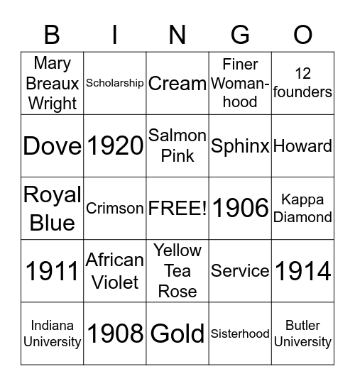 NPHC Bingo Card