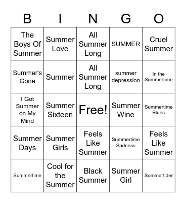Tropical Summer Bingo Card