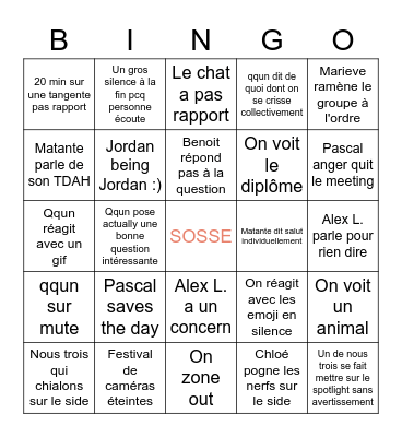 Sosse en meeting Bingo Card
