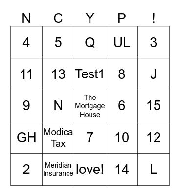 BUSINESS BINGO BASH Bingo Card