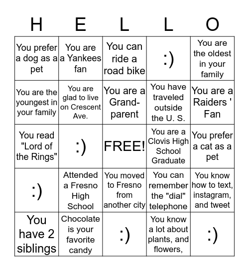 Crescent Avenue Neighbors' Night Out 2015 Bingo Card