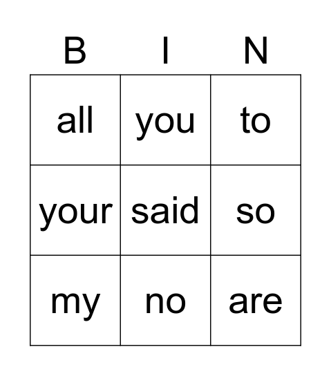 Red words set 1 Bingo Card