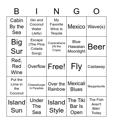 Tropical Bingo Tropical Themes Bingo Card