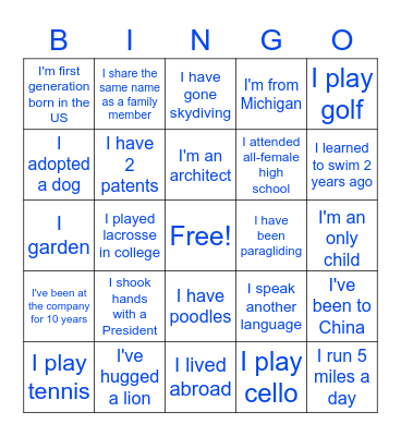 WIC BINGO Card
