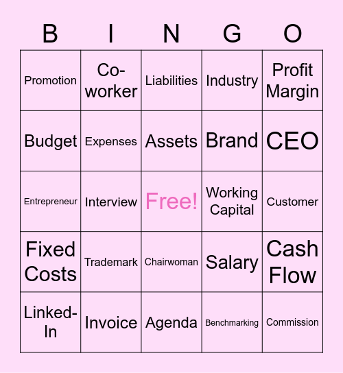 Women In Business Bingo Card