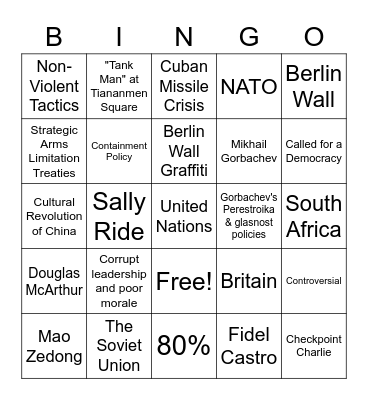 The Cold War Bingo Card