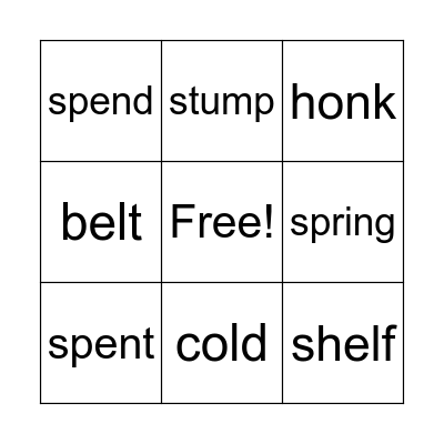 End Blends BINGO Card