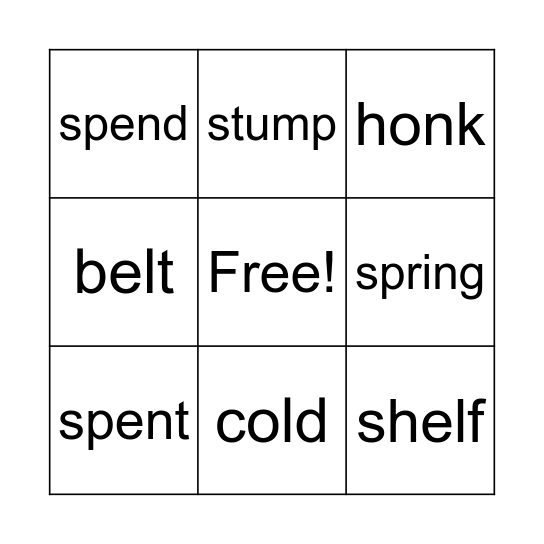 End Blends BINGO Card