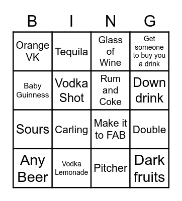 Brum Pub Bingo Card