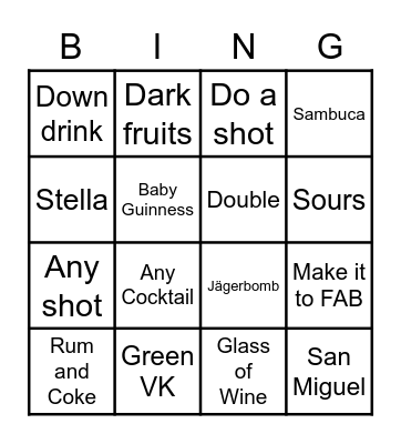 Brum Pub Bingo Card