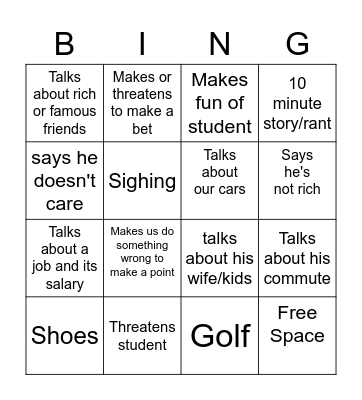 Mr. Jan Bingo Card
