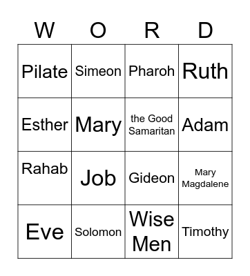 bible characters Bingo Card