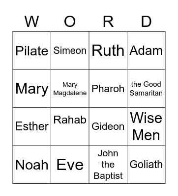 bible characters Bingo Card