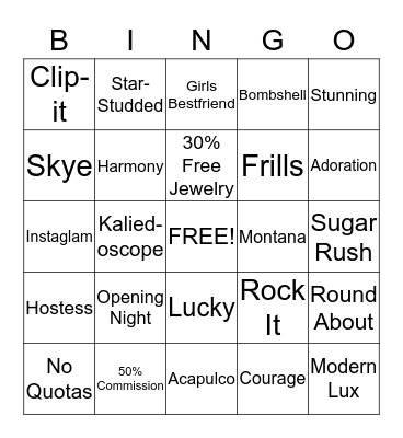 Blingo Bingo Card