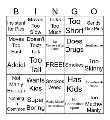 Dating Bingo Card