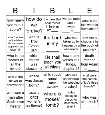 CFCI 2015 WOMEN'S TEA Bingo Card