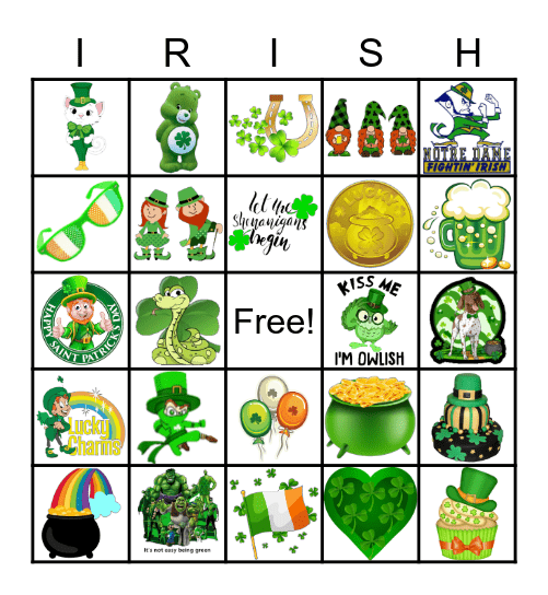 Happy St. Patricks Day Bingo Card