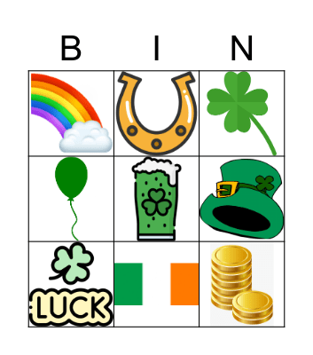 Saint Patrick's day Bingo Card