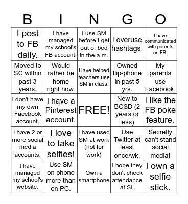 Mobile Moms and Digital Dads Bingo Card