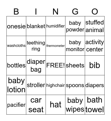 Baby Bingo Card