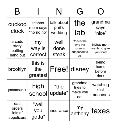 Boomer Bingo Card