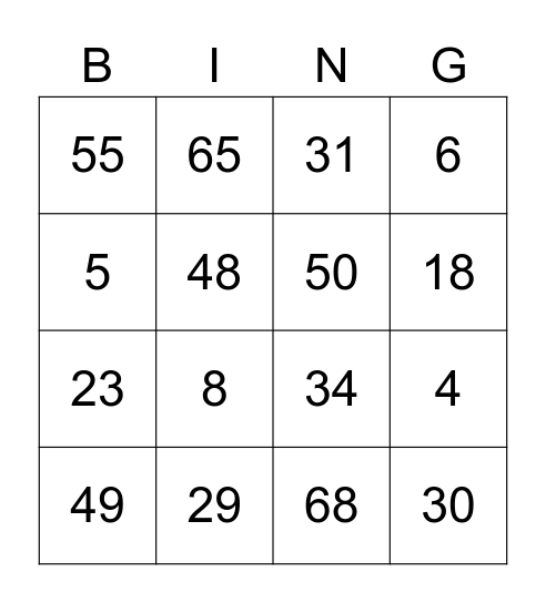 TEST BINGO ! Bingo Card