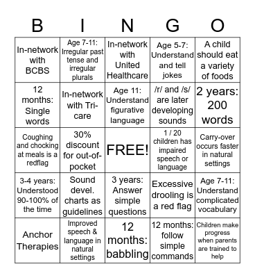 Anchor Therapies  Bingo Card