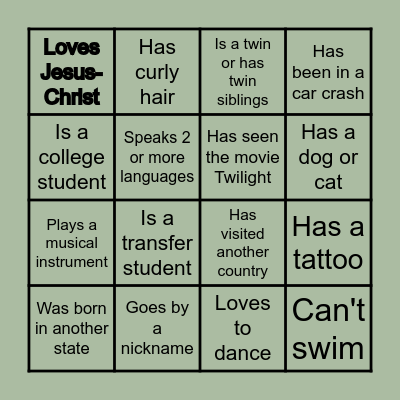 PEOPLE BINGO Card