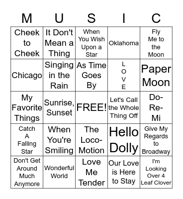 Music Bingo Card